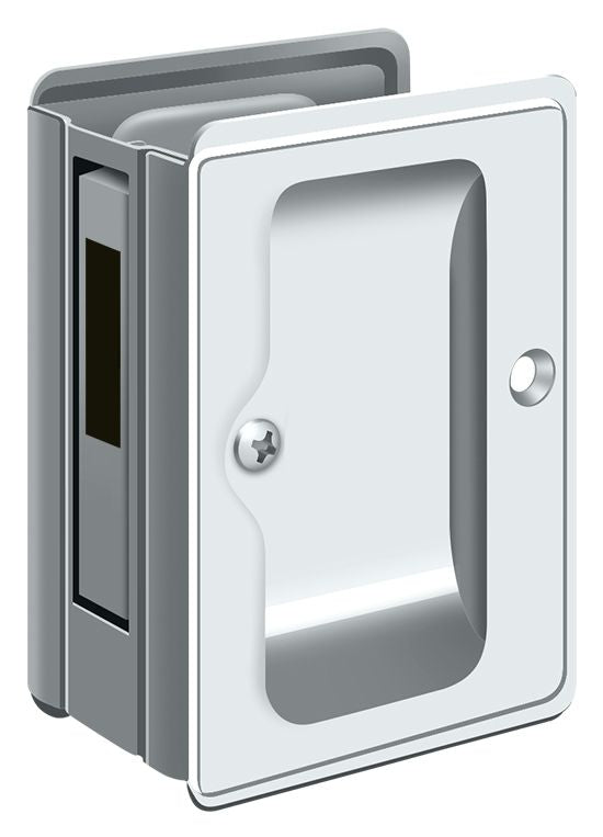 Deltana SDAR325U26 Heavy Duty Pocket Lock; Adjustable; 3-1/4" x 2 1/4" Sliding Door Receiver; Bright Chrome Finish Main image