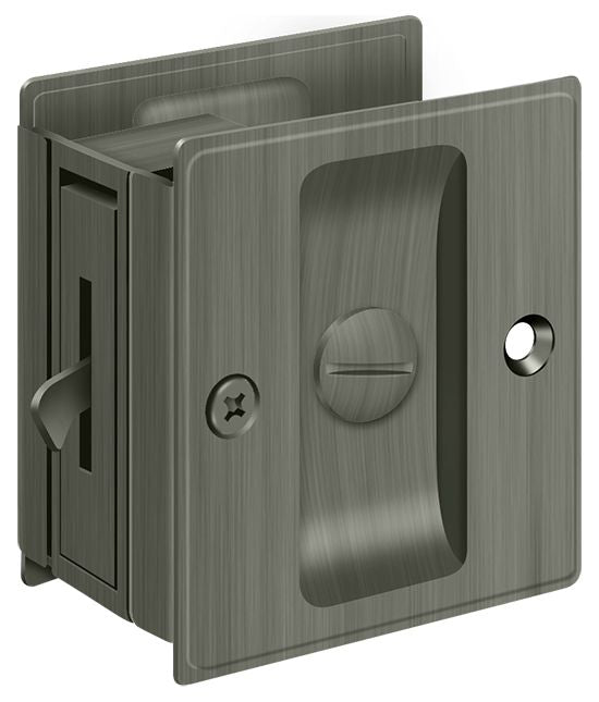 Deltana SDL25U15A Pocket Lock; 2-1/2" x 2-3/4" Privacy; Antique Nickel Finish Main image