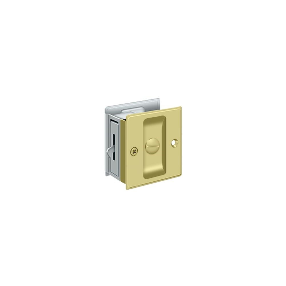 Deltana SDL25U3/26 Pocket Lock; 2-1/2" x 2-3/4" Privacy; Bright Brass By Bright Chrome Finish