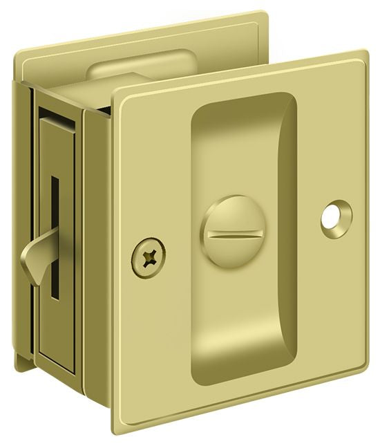 Deltana SDL25U3 Pocket Lock; 2-1/2" x 2-3/4" Privacy; Bright Brass Finish Main image