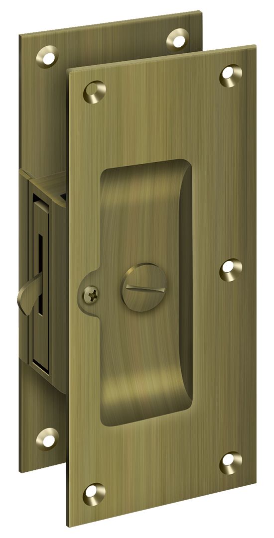 Deltana SDL60U5 Decorative Pocket Lock 6"; Privacy; Antique Brass Finish Main image