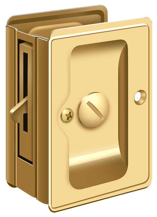 Deltana SDLA325CR003 Heavy Duty Pocket Lock; Adjustable; 3-1/4" x 2 1/4" Privacy; Lifetime Brass Finish Main image