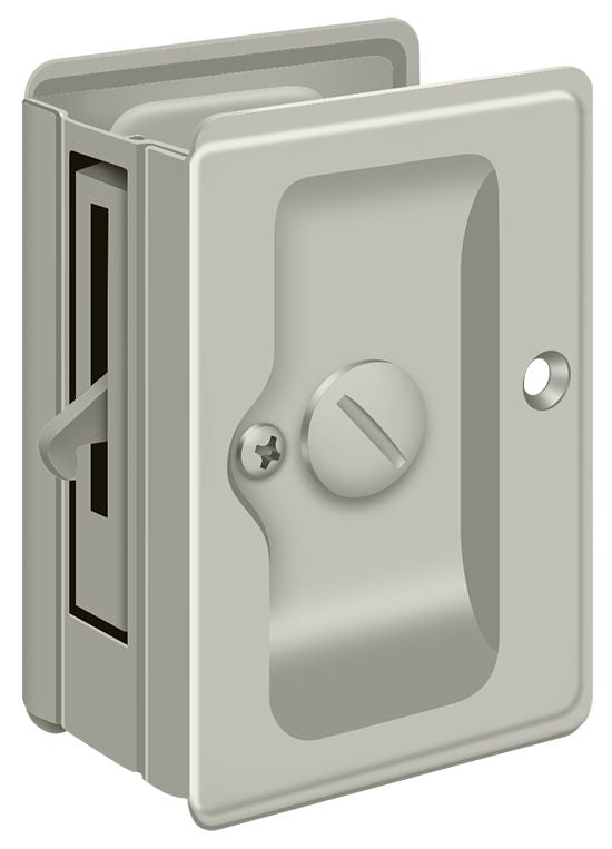 Deltana SDLA325U15 Heavy Duty Pocket Lock; Adjustable; 3-1/4" x 2 1/4" Privacy; Satin Nickel Finish Main image