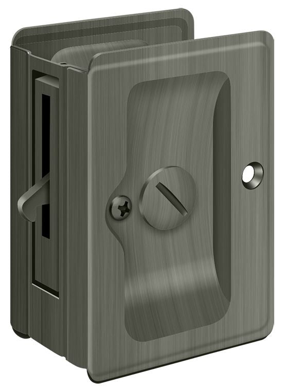 Deltana SDLA325U15A Heavy Duty Pocket Lock; Adjustable; 3-1/4" x 2 1/4" Privacy; Antique Nickel Finish Main image
