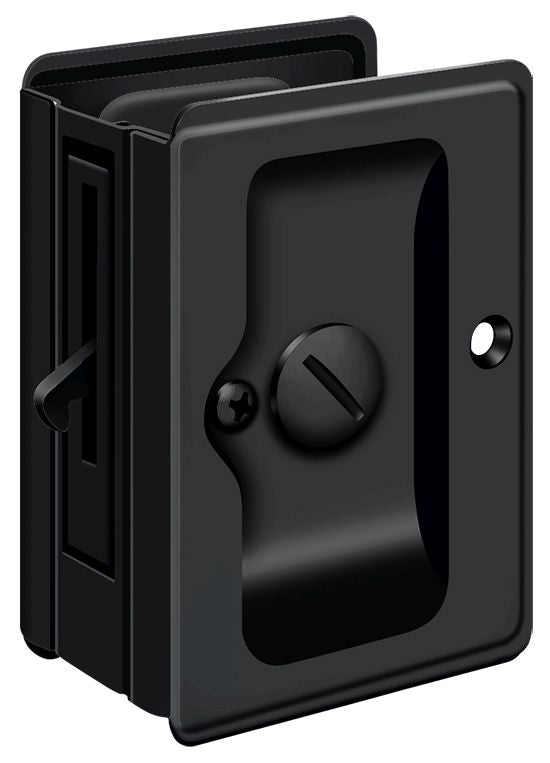 Deltana SDLA325U19 Heavy Duty Pocket Lock; Adjustable; 3-1/4" x 2 1/4" Privacy; Black Finish Main image