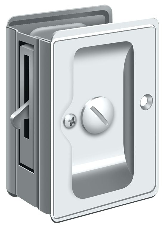 Deltana SDLA325U26 Heavy Duty Pocket Lock; Adjustable; 3-1/4" x 2 1/4" Privacy; Bright Chrome Finish Main image