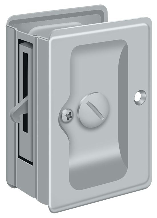 Deltana SDLA325U26D Heavy Duty Pocket Lock; Adjustable; 3-1/4" x 2 1/4" Privacy; Satin Chrome Finish Main image