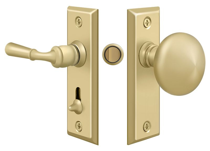 Deltana SDLS480U3-UNL Storm Door Latch; Rectangular; Tubular Lock; Unlacquered Bright Brass Finish Main image