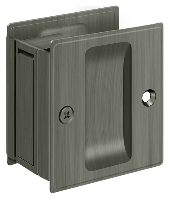 Deltana SDP25U15A Pocket Lock; 2-1/2" x 2-3/4" Passage; Antique Nickel Finish Main image