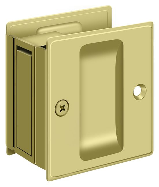 Deltana SDP25U3 Pocket Lock; 2-1/2" x 2-3/4" Passage; Bright Brass Finish Main image