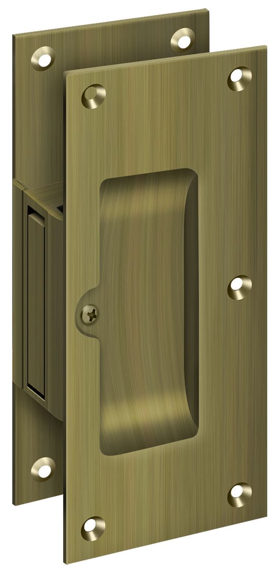 Deltana SDP60U5 Decorative pocket Lock 6"; Passage; Antique Brass Finish Main image