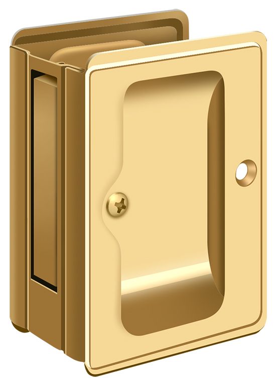Deltana SDPA325CR003 Heavy Duty Pocket Lock; Adjustable; 3-1/4" x 2 1/4" Passage; Lifetime Brass Finish Main image