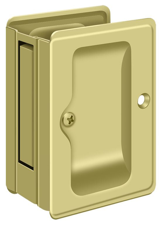 Deltana SDPA325U3 Heavy Duty Pocket Lock; Adjustable; 3-1/4" x 2 1/4" Passage; Bright Brass Finish Main image