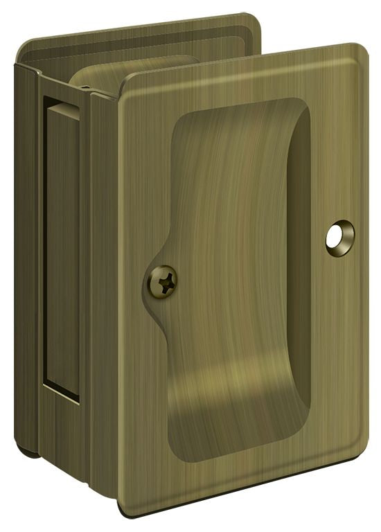 Deltana SDPA325U5 Heavy Duty Pocket Lock; Adjustable; 3-1/4" x 2 1/4" Passage; Antique Brass Finish Main image