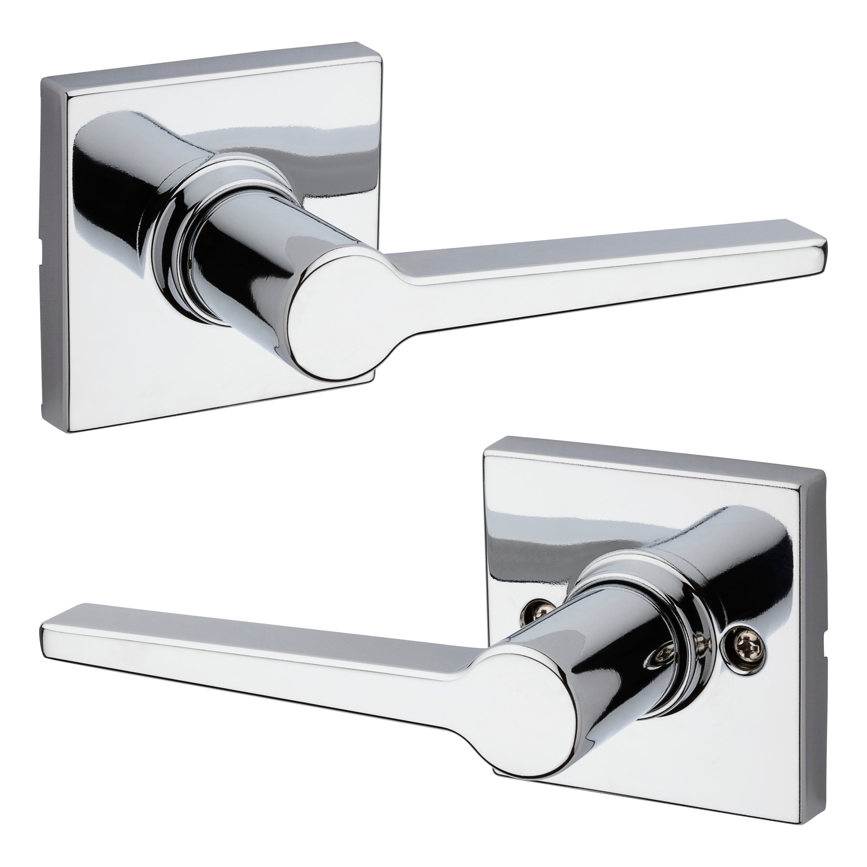 Safelock SL1000DALSQT-26 Daylon Lever with Square Rose Passage Lock with RCAL Latch and RCS Strike Bright Chrome Finish Main image