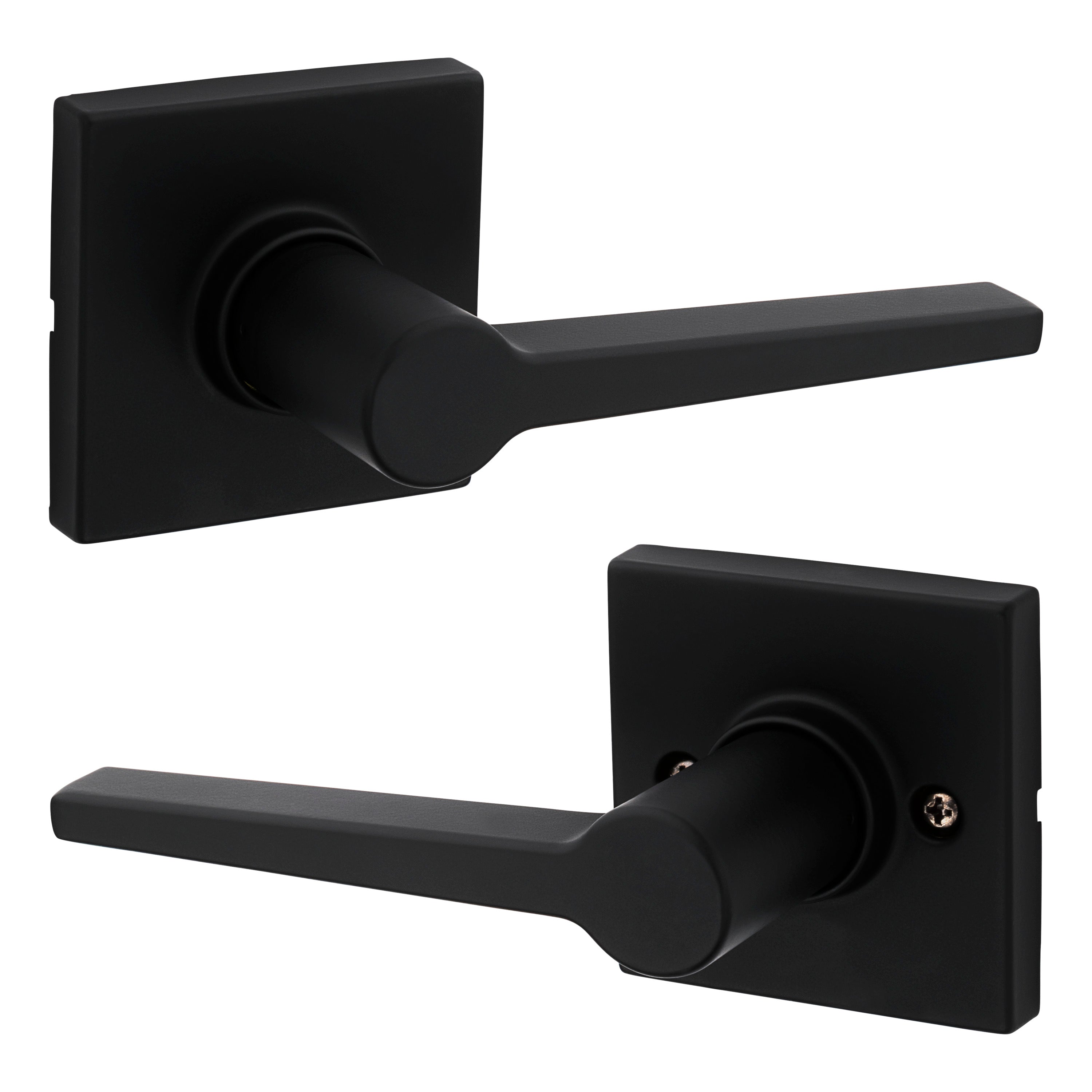 Safelock SL1000DALSQT-514 Daylon Lever with Square Rose Passage Lock with RCAL Latch and RCS Strike Matte Black Finish Main image