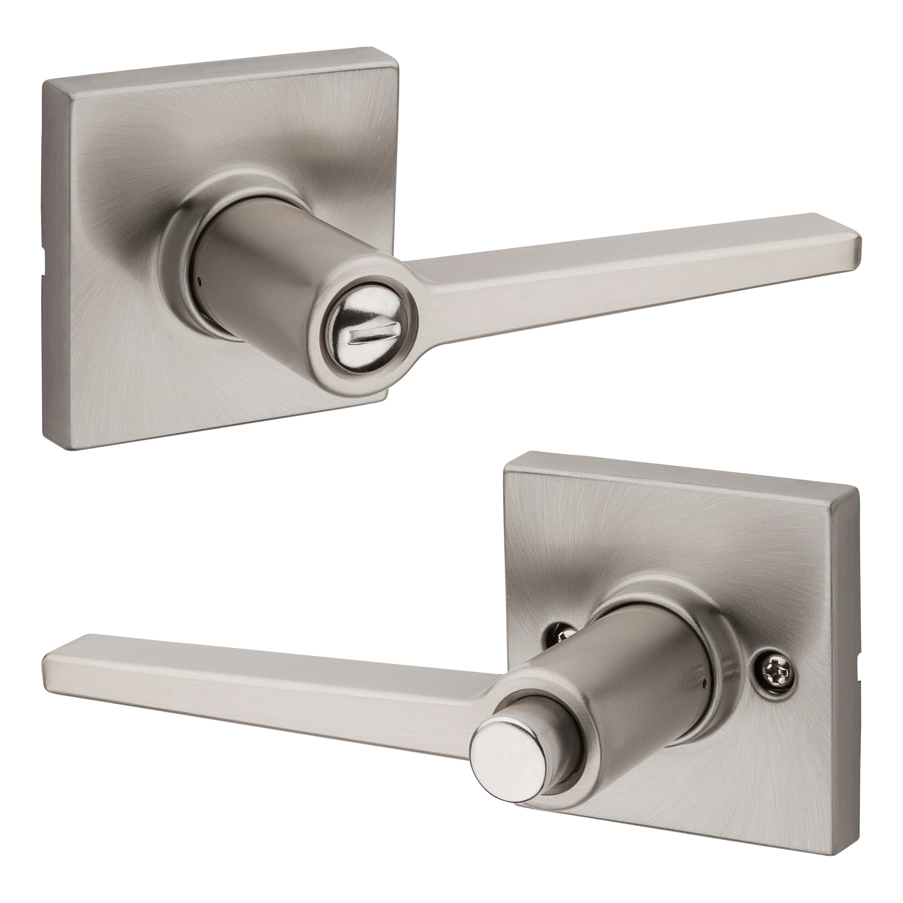 Safelock SL4000DALSQT-15 Daylon Lever with Square Rose Privacy Lock with RCAL Latch and RCS Strike Satin Nickel Finish Main image