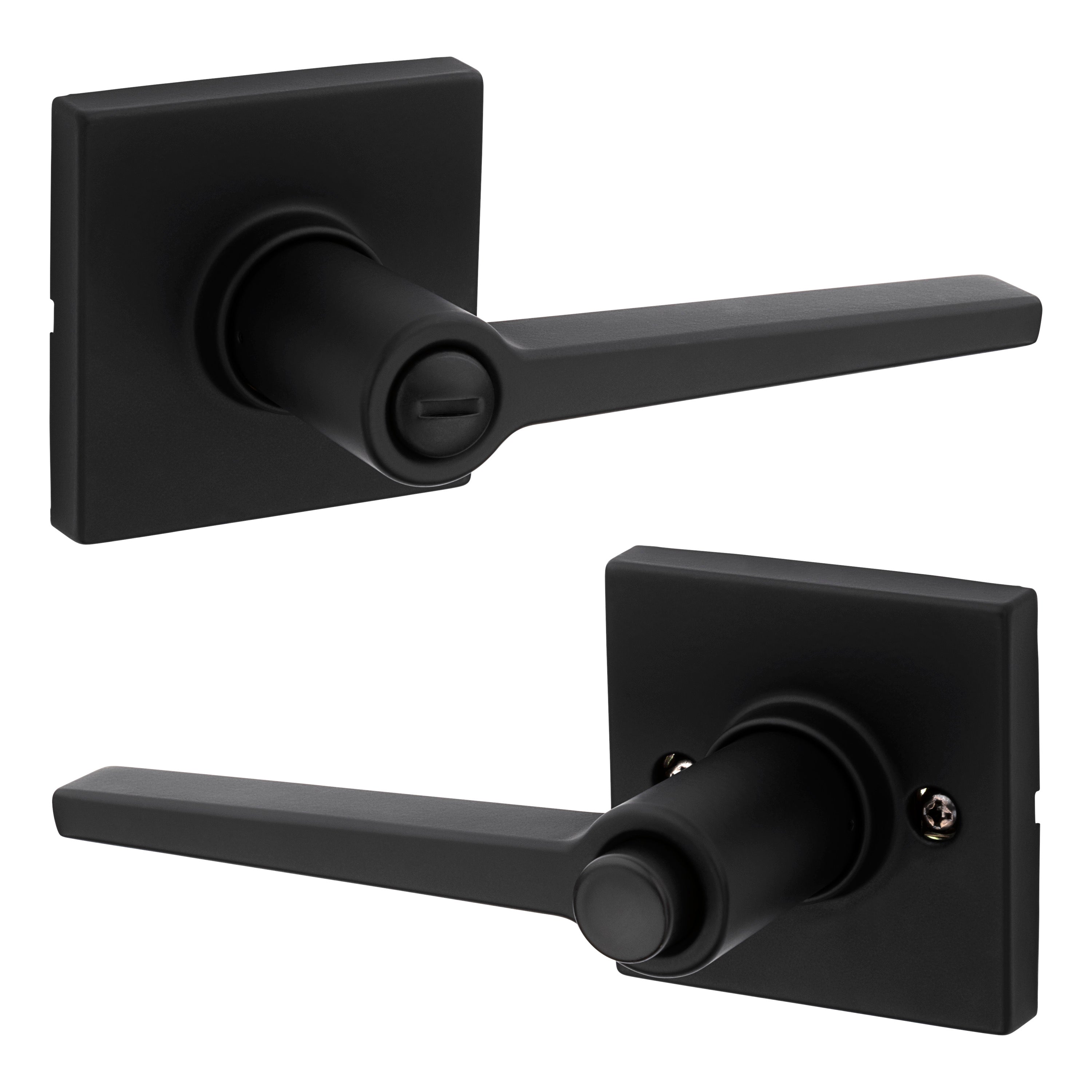 Safelock SL4000DALSQT-514 Daylon Lever with Square Rose Privacy Lock with RCAL Latch and RCS Strike Matte Black Finish Main image