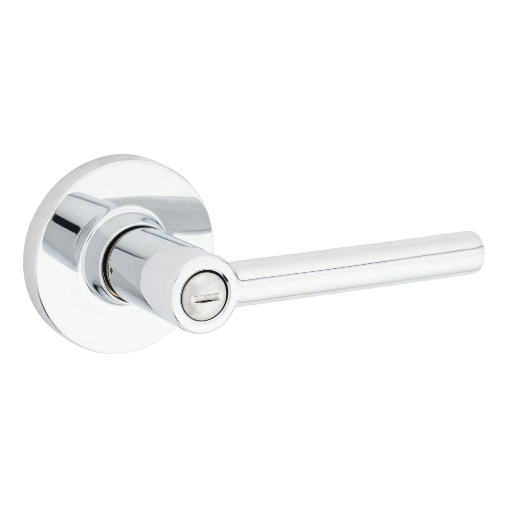 Safelock SL4000RELRDT-26 Reminy Lever Round Rose Push Button Privacy Lock with RCAL Latch and RCS Strike Bright Chrome Finish Main image