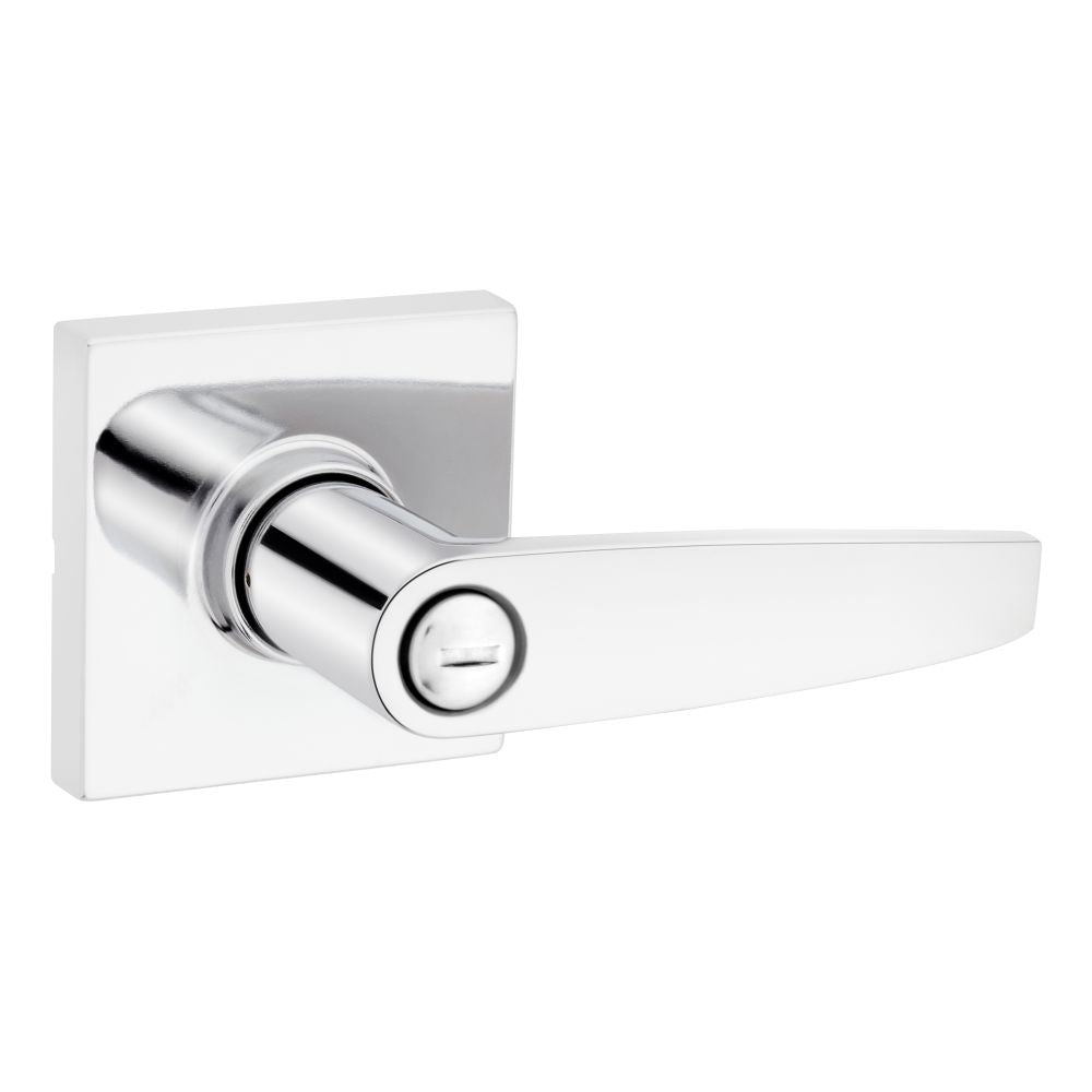 Safelock SL4000WISQT-26 Winston Lever Square Rose Push Button Privacy Lock with RCAL Latch and RCS Strike Bright Chrome Finish Main image