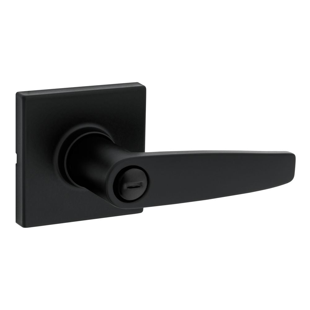 Safelock SL4000WISQT-514 Winston Lever Square Rose Push Button Privacy Lock with RCAL Latch and RCS Strike Matte Black Finish Main image