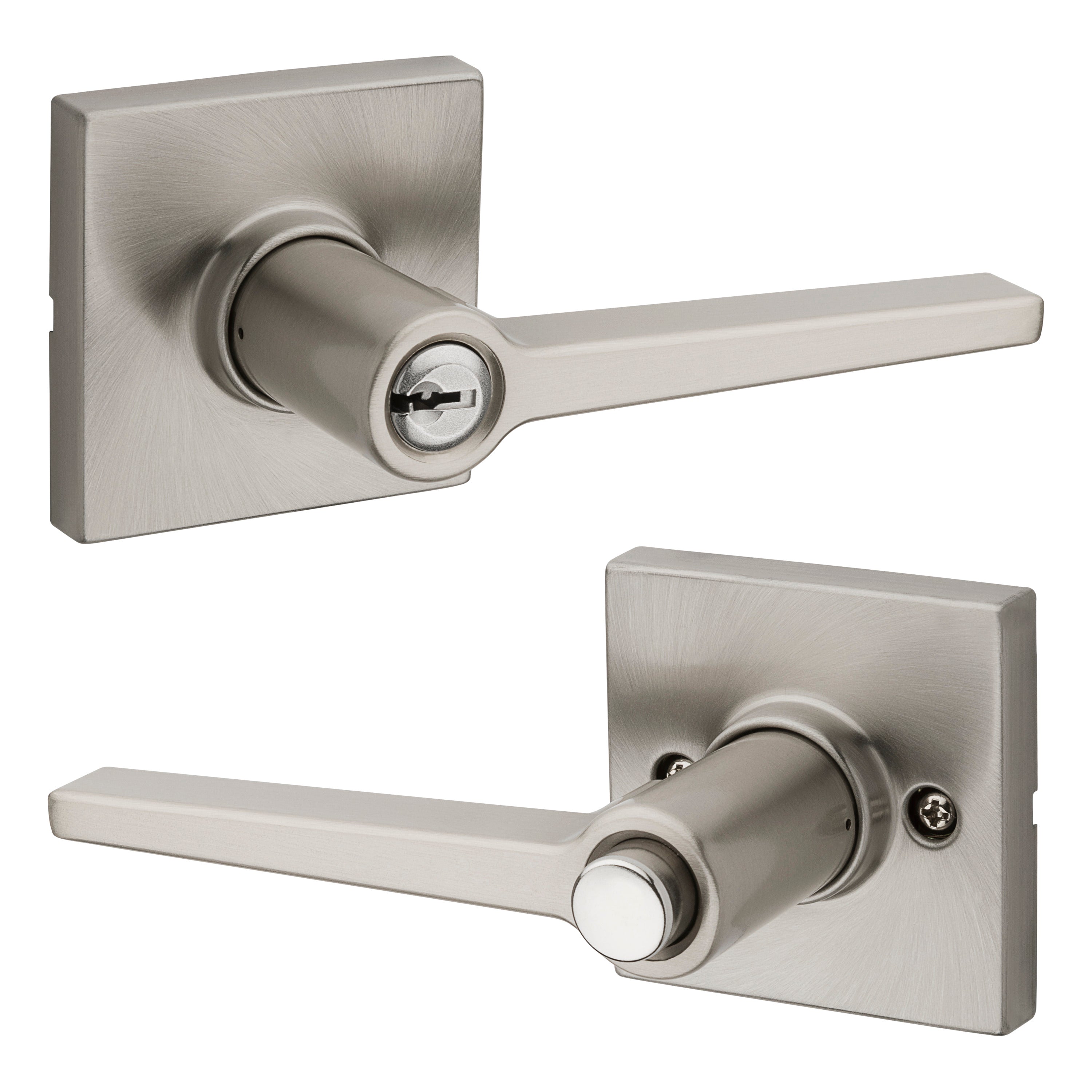 Safelock SL6000DALSQT-15 Daylon Lever with Square Rose Push Button Entry Lock with RCAL Latch and RCS Strike Satin Nickel Finish Main image