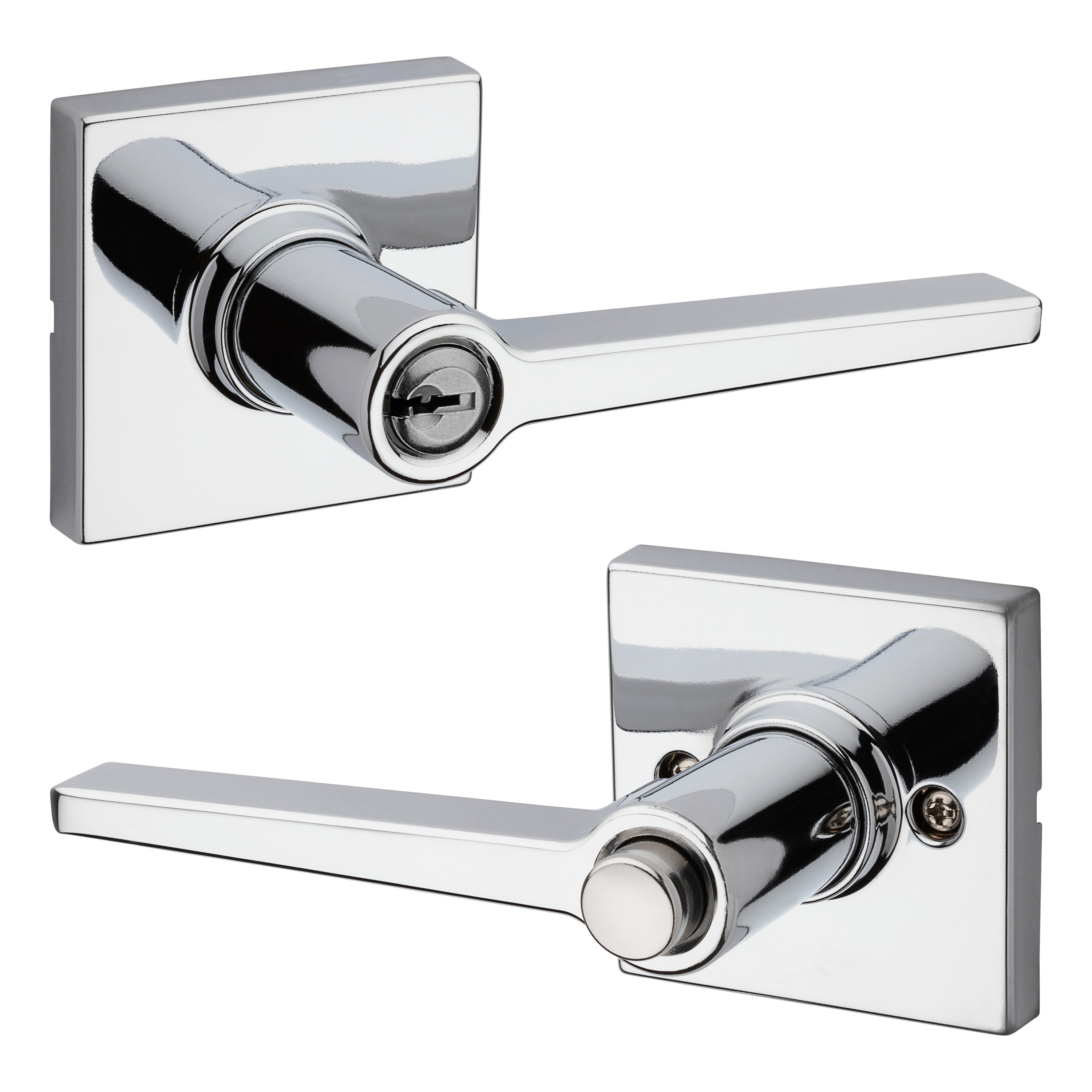 Safelock SL6000DALSQT-26 Daylon Lever with Square Rose Push Button Entry Lock with RCAL Latch and RCS Strike Bright Chrome Finish Main image