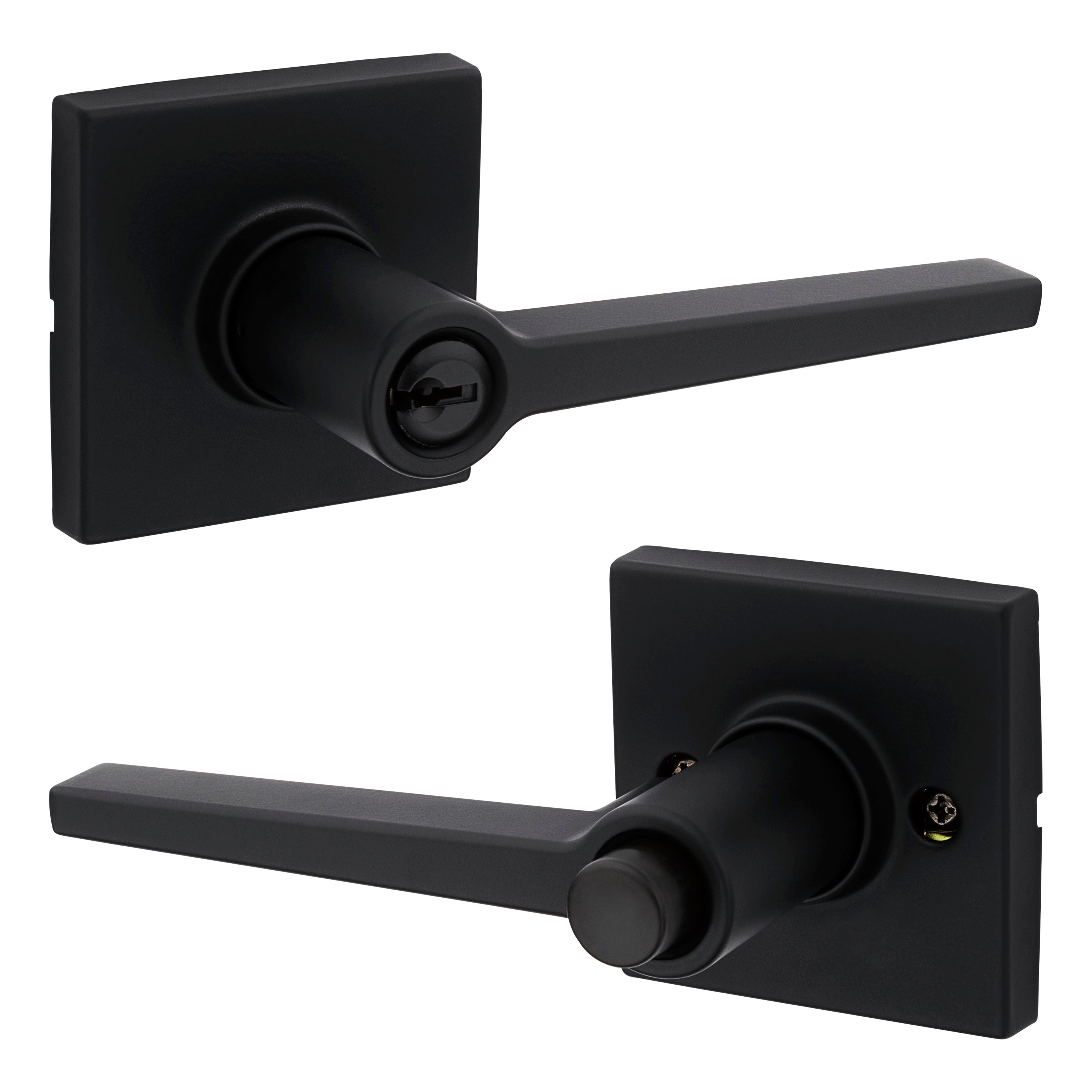 Safelock SL6000DALSQT-514 Daylon Lever with Square Rose Push Button Entry Lock with RCAL Latch and RCS Strike Matte Black Finish Main image