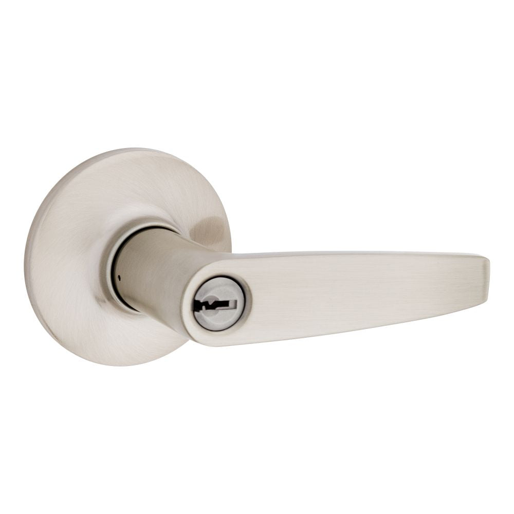 Safelock SL6000WI-15 Winston Lever Round Rose Push Button Entry Lock with RCAL Latch and RCS Strike Satin Nickel Finish Main image