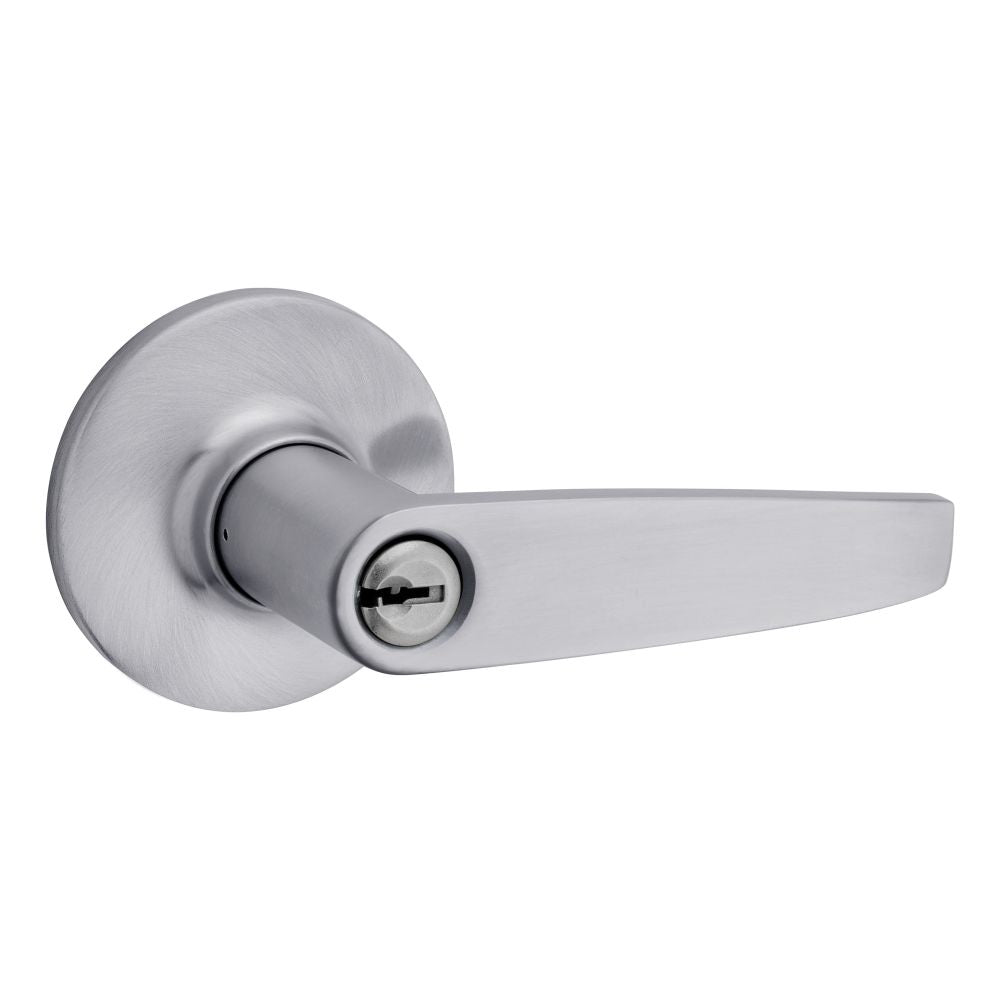 Safelock SL6000WI-26D Winston Lever Round Rose Push Button Entry Lock with RCAL Latch and RCS Strike Satin Chrome Finish Main image