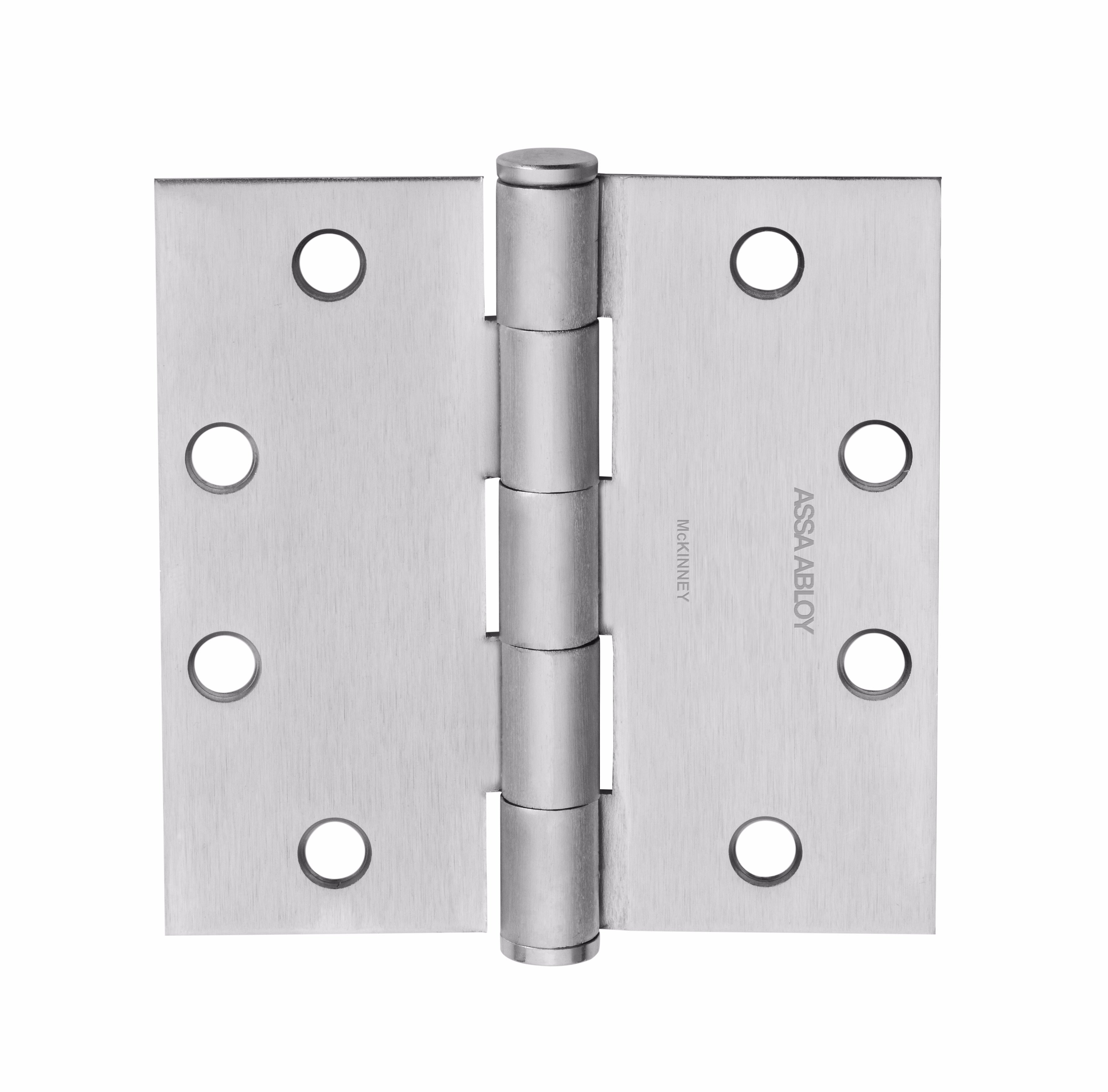 McKinney T271441226D 4-1/2" x 4-1/2" Square Corner Standard Weight Five Knuckle Hinge # 55755 Satin Chrome Finish Main image