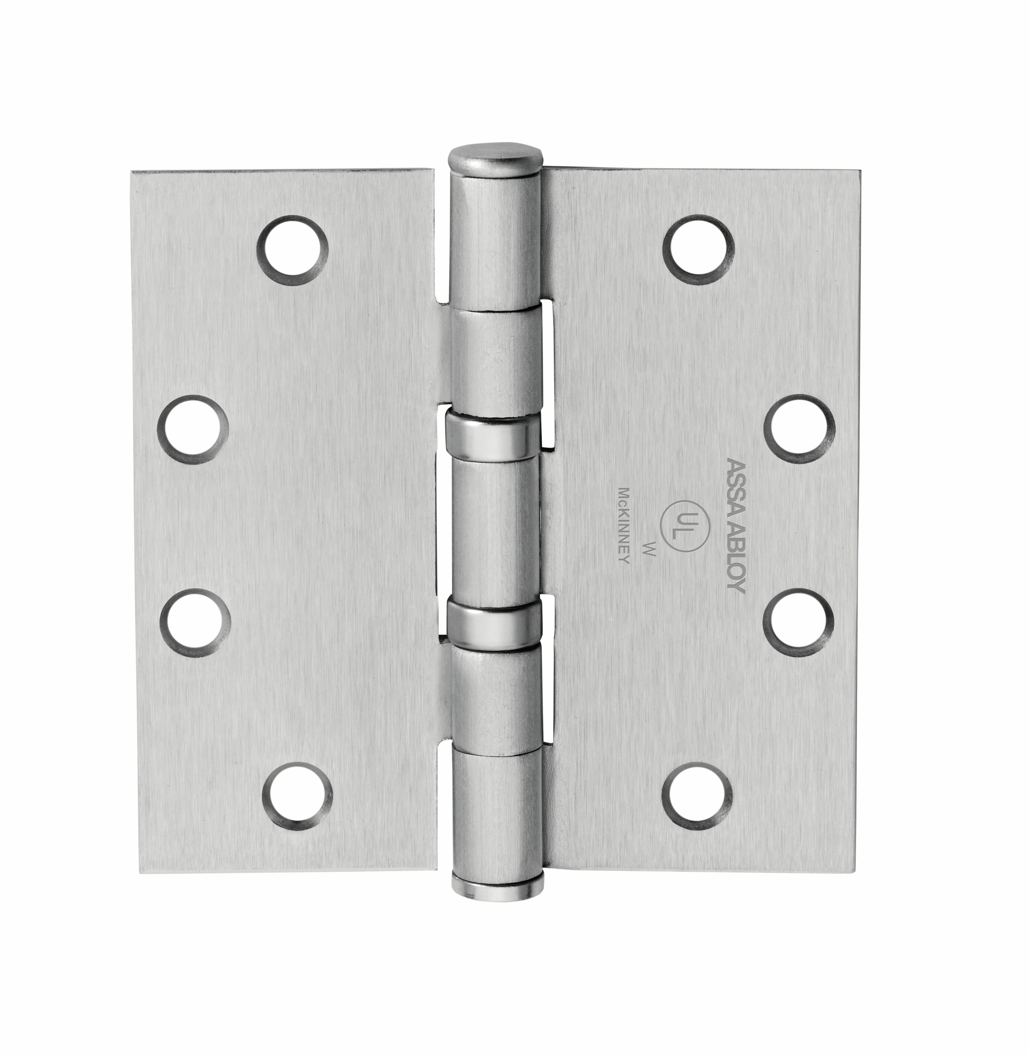 McKinney TA271441226D 4-1/2" x 4-1/2" Square Corner Standard Weight 5 Knuckle Ball Bearing Hinge # 55858 Satin Chrome Finish Main image
