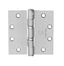 McKinney TA271441226DNRP 4-1/2" x 4-1/2" Square Corner Standard Weight 5 Knuckle Ball Bearing Hinge with Non Removable Pin # 55860 Satin Chrome Finish