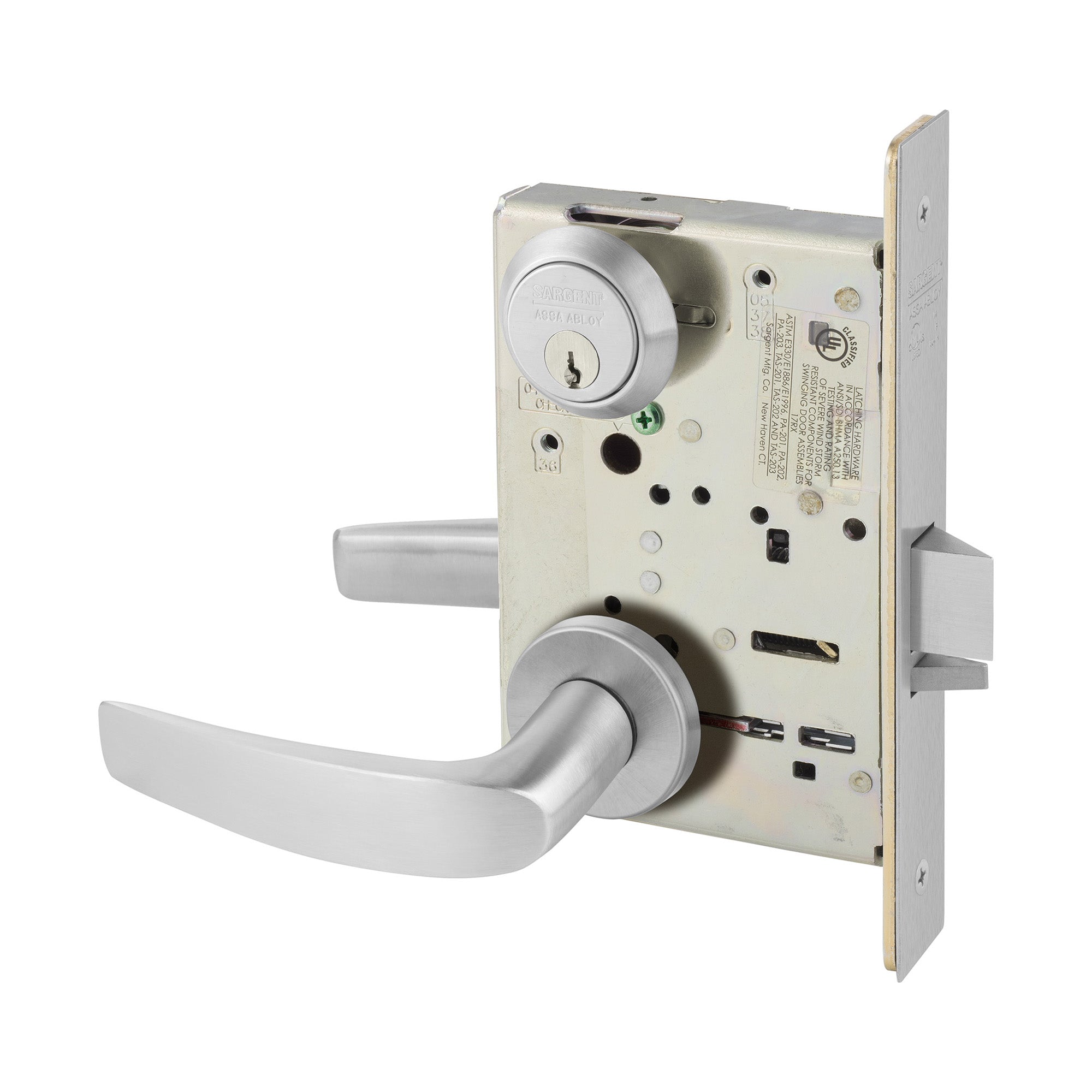 Sargent TR8204LNB26D Storeroom Closet Mortise Trim Only with B Lever and LN Rose Satin Chrome Finish Main image