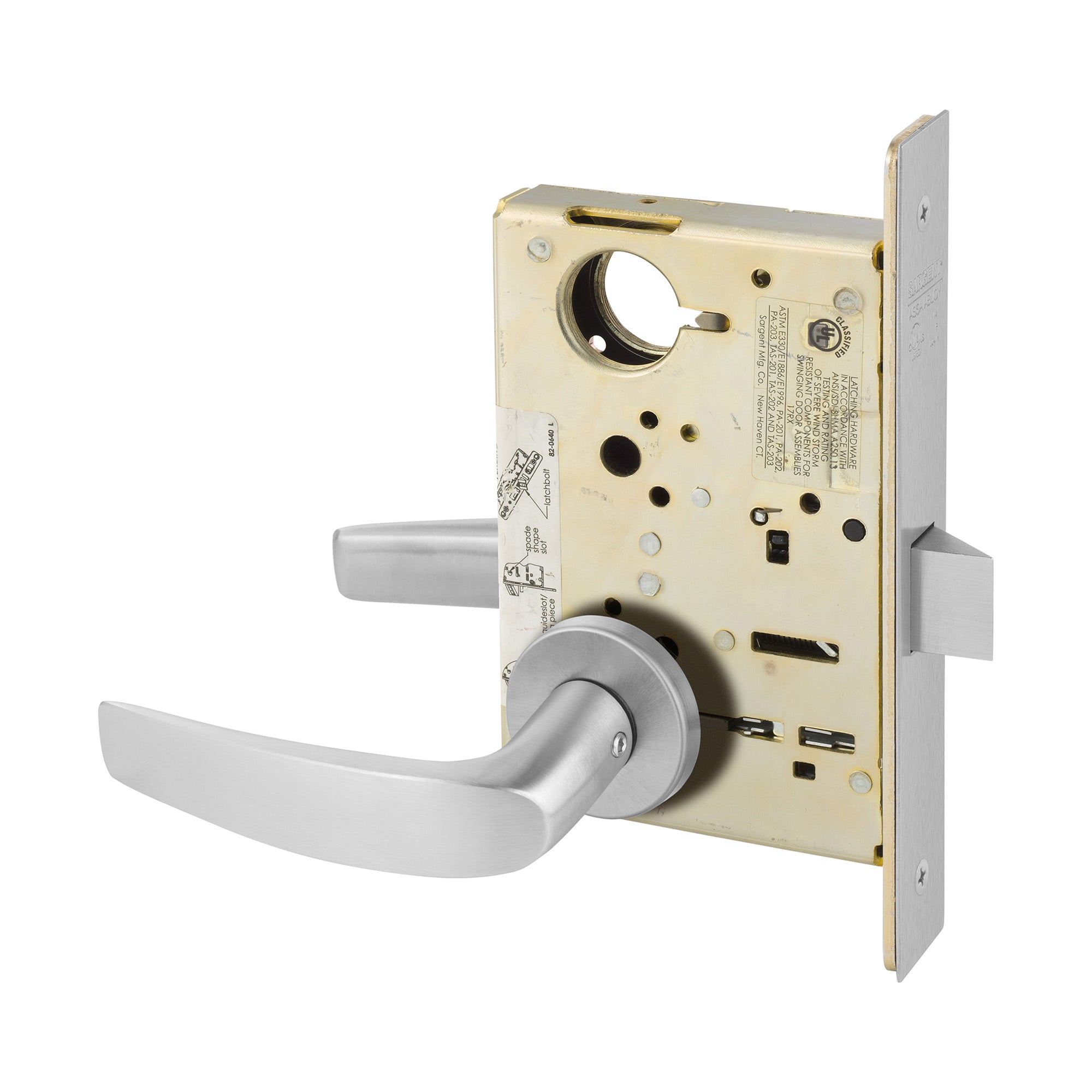 Sargent TR8215LNB26D Passage Mortise Trim Only with B Lever and LN Rose Satin Chrome Finish Main image