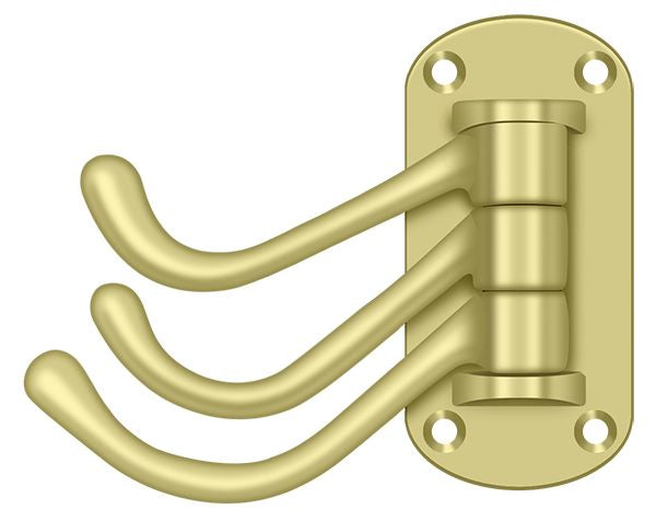 Deltana TSH40U3 Triple Swivel Hook; Heavy Duty; 4" Projection; Bright Brass Finish Main image
