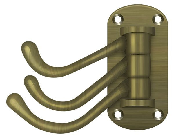Deltana TSH40U5 Triple Swivel Hook; Heavy Duty; 4" Projection; Antique Brass Finish Main image