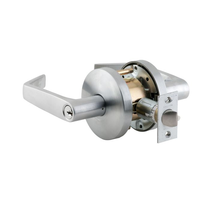 Falcon W501PD626 W Series Entry Dane Lever Lock C Keyway KD with 30197 Latch 30148 Strike Satin Chrome Finish Main image